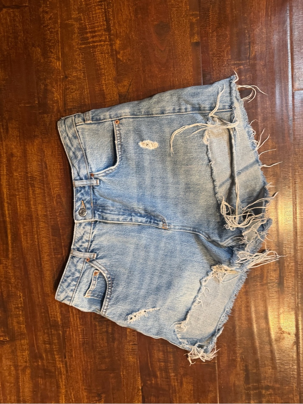 Topshop Light Blue Distressed Denim Cutoff Shorts